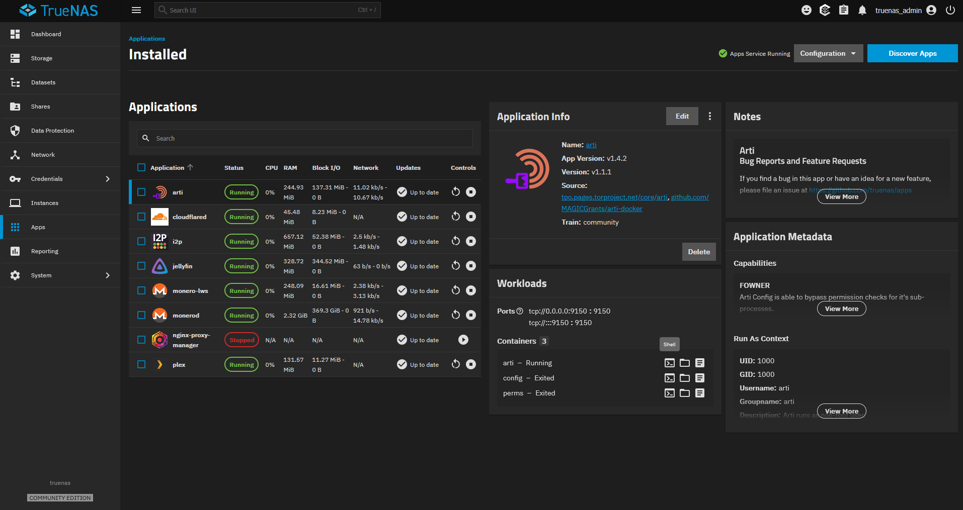 Screenshot showing how to click the Arti shell icon