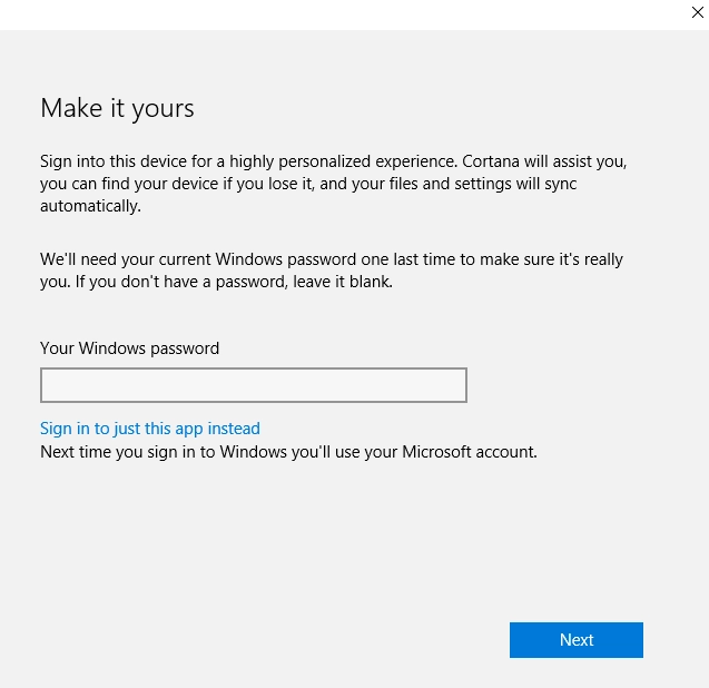 Using account for specific app
