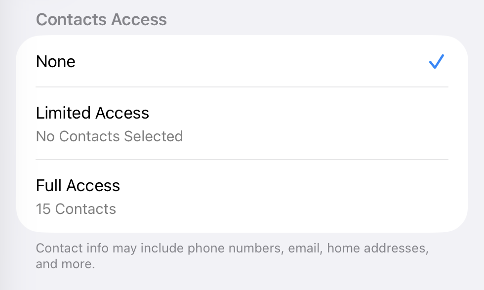 Contact Permissions