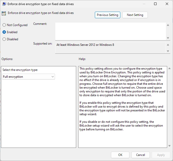 /privacyguides/privacyguides.org/raw/commit/10e58c21ff14434b30fb04da26b8a3e3f4ce3df8/docs/assets/img/windows/Bitlocker%20Group%20Policies/fixed-drives.webp