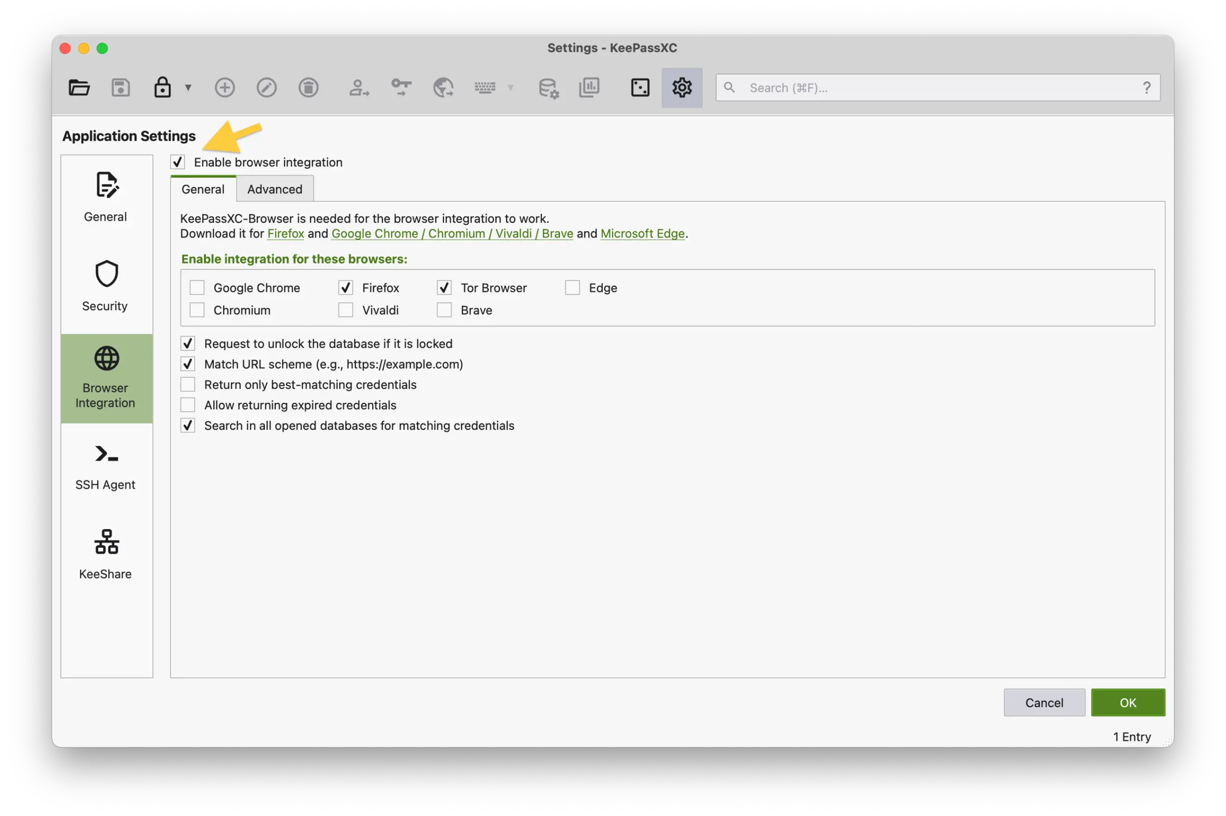 /privacyguides/privacyguides.org/raw/commit/7dd1a46ea361375d5d5280c6e97fb0110eb895e4/blog/assets/images/installing-keepassxc-and-yubikey/keepassxc-19-browserintegration.webp