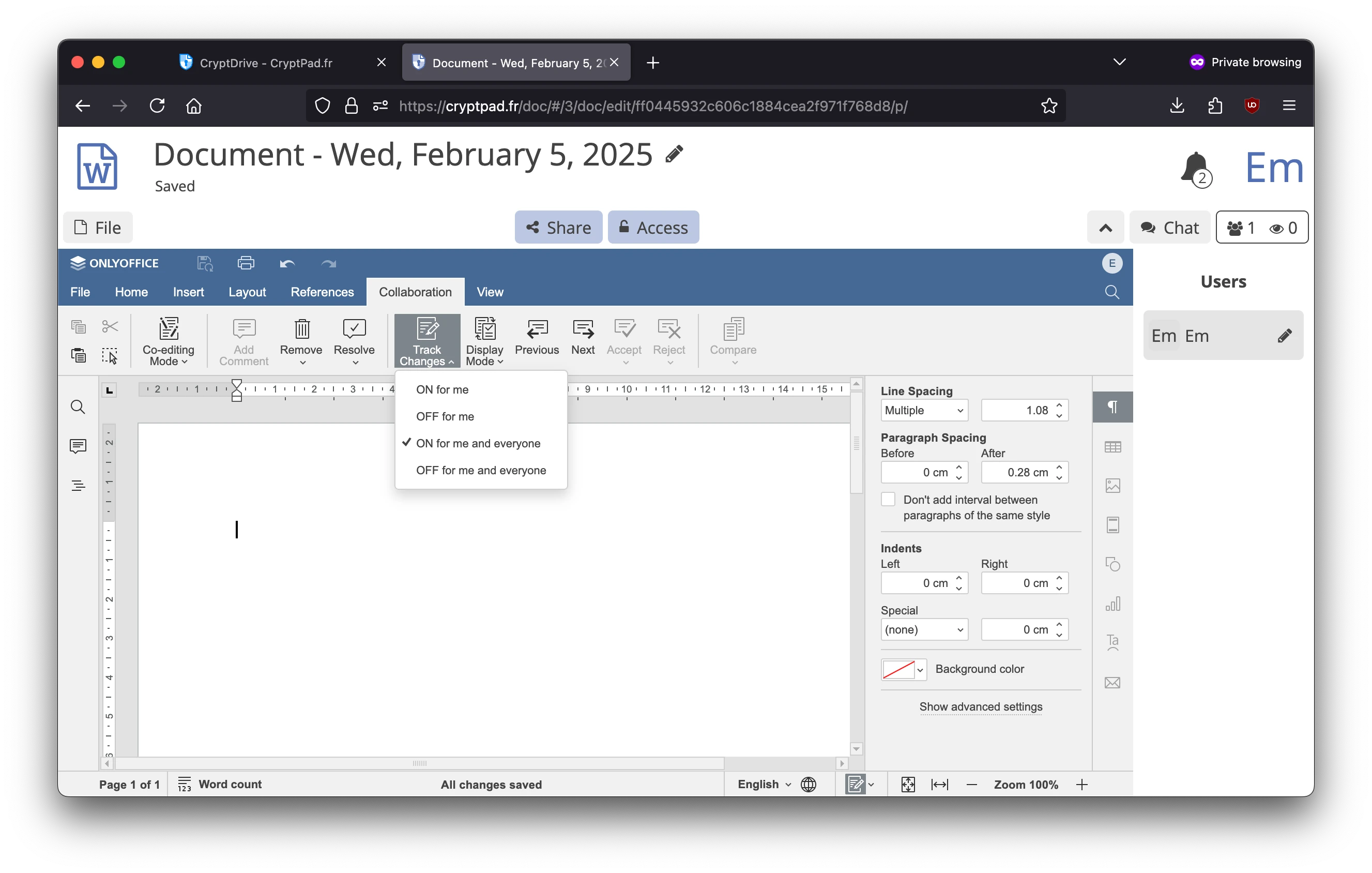 /privacyguides/privacyguides.org/raw/commit/8dd1bade3da0342afb97a0d355703ef3e6959add/blog/assets/images/cryptpad-review/cryptpad-trackingchanges.webp