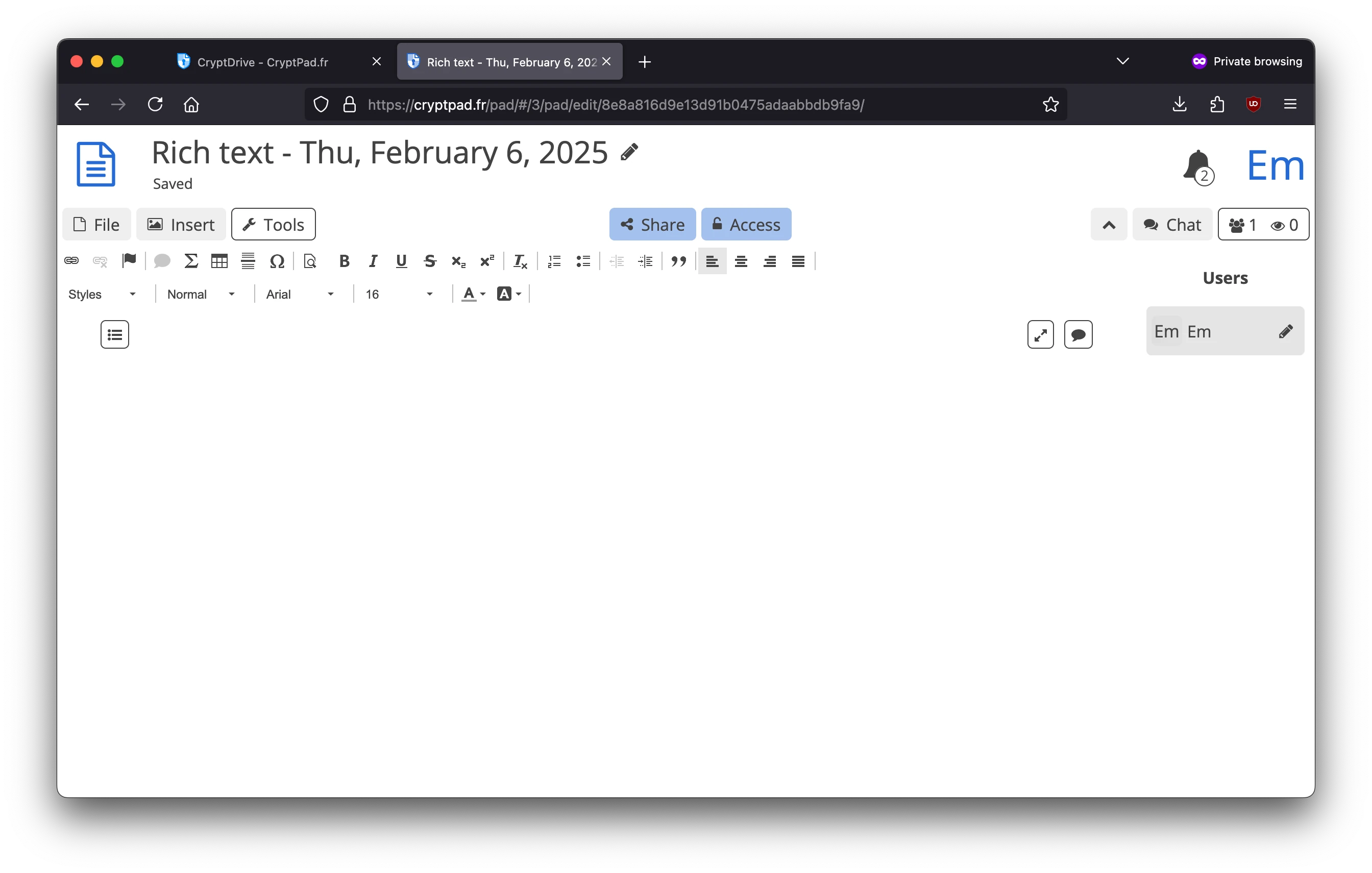 Screenshot from a CryptPad rich text document.